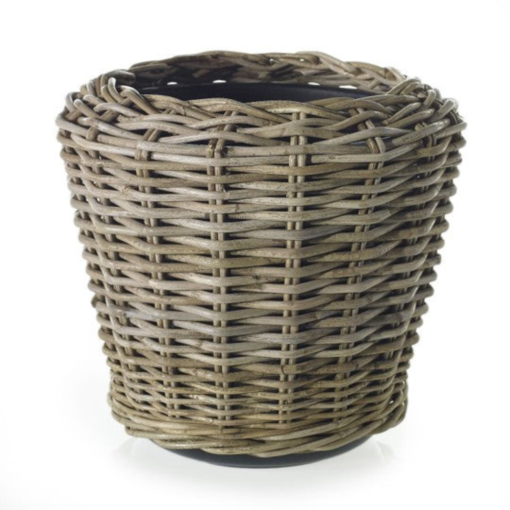 French rattan basket lifestyle shot with plants