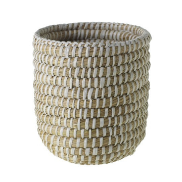 White Nordic basket with natural fiber and white detailing