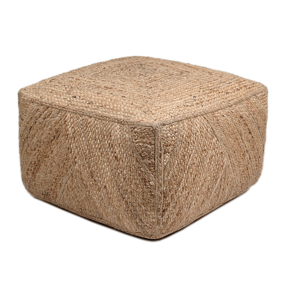 Square braided jute ottoman pouf handmade in India