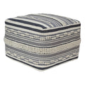 Square handwoven striped loop ottoman pouf from India
