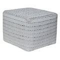 Square striped woven ottoman pouf in earthy tones