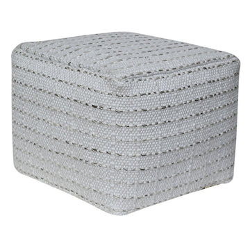 Square striped woven ottoman pouf in earthy tones